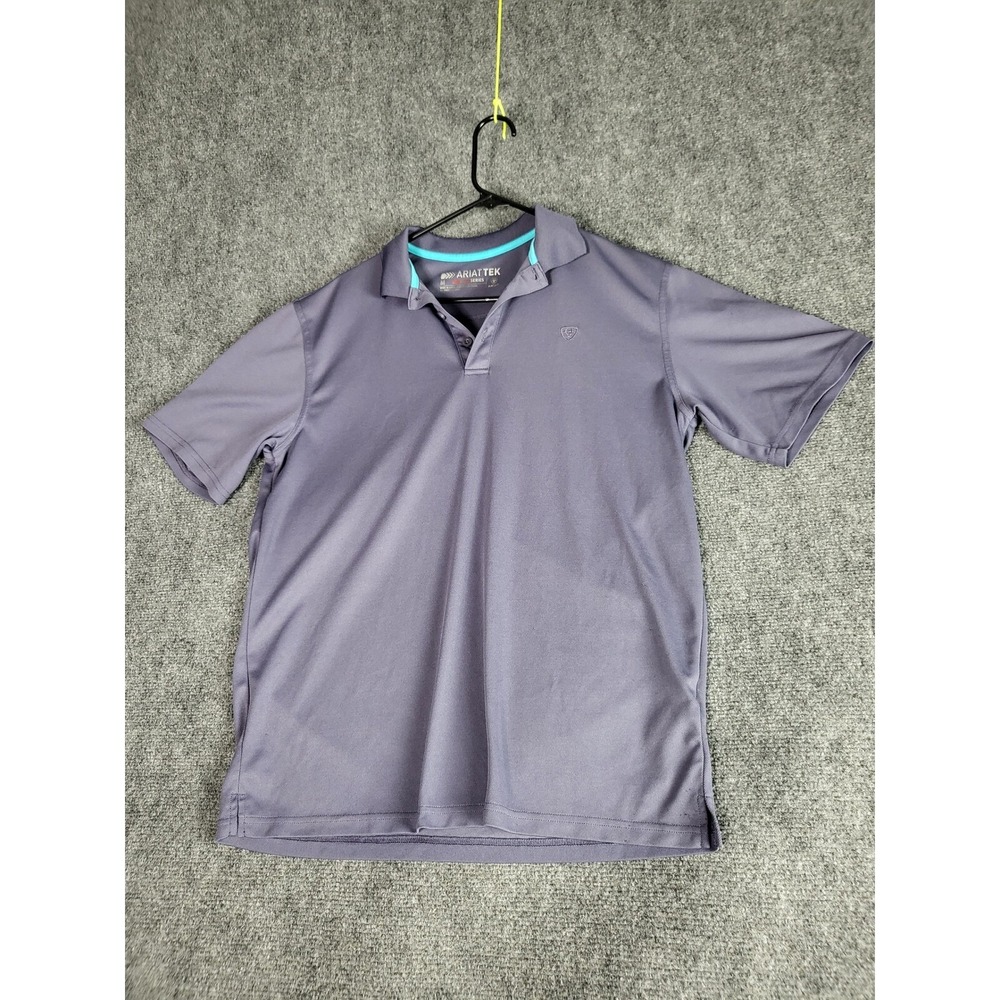 Ariat Tek Heat Series Polo Shirt Mens M Gray Short Sleeve‎ Athletic Golf Work